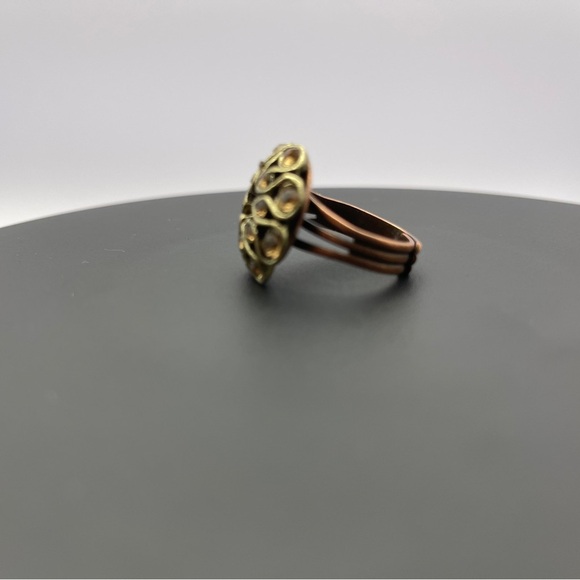 Costume Jewelry Topaz Color Crystal Women’s Ring Adjustable Band - Picture 2 of 6